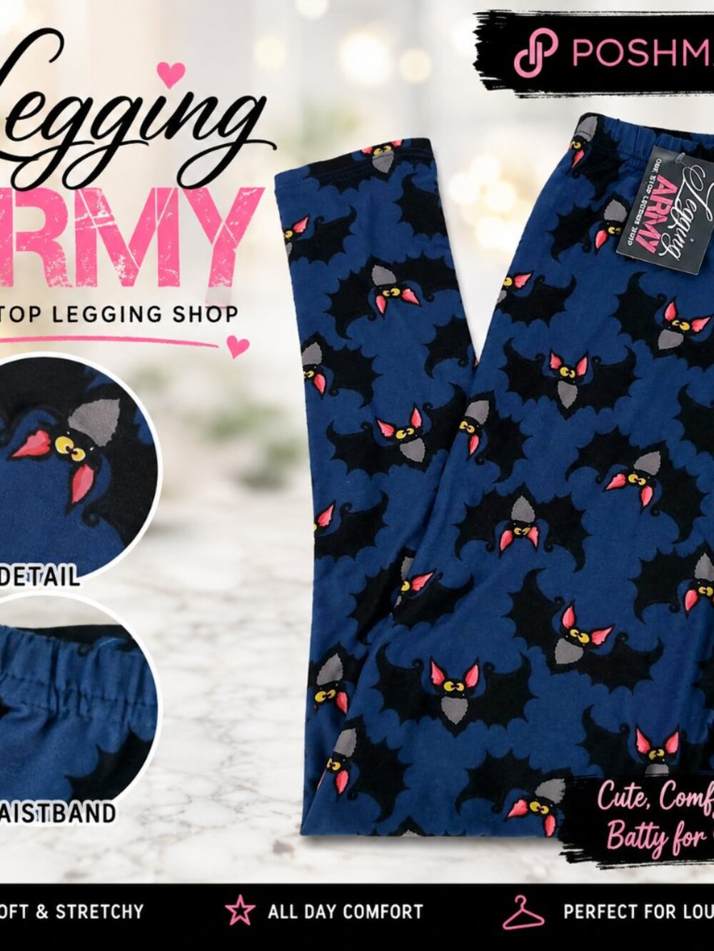 Legging Army Halloween Bat Leggings One Size 3-14